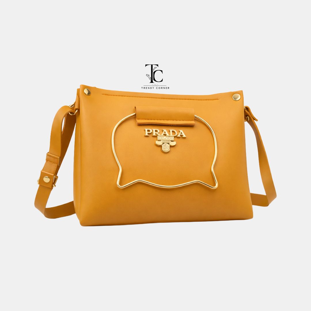 Yellow women's shoulder bag with sleek design from Trendyspot.pk, featuring a stylish and functional accessory for everyday use.