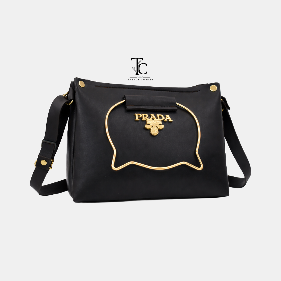 Black women's shoulder bag with a sleek design, featuring a trendy black cat motif, by Trendyspot.pk.