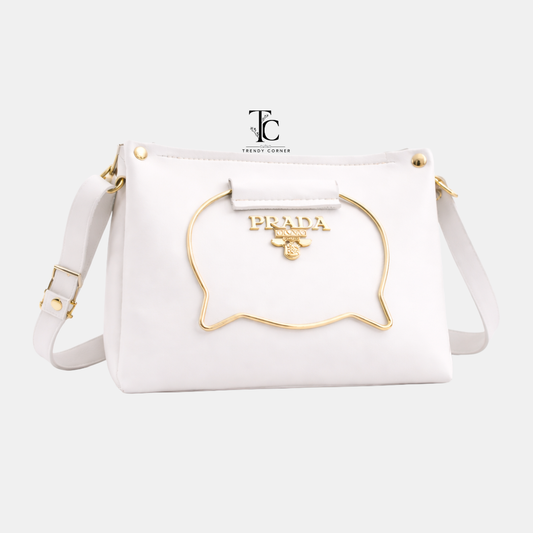 White women's shoulder bag from Trendyspot.pk featuring a sleek design and adjustable strap for stylish everyday use.
